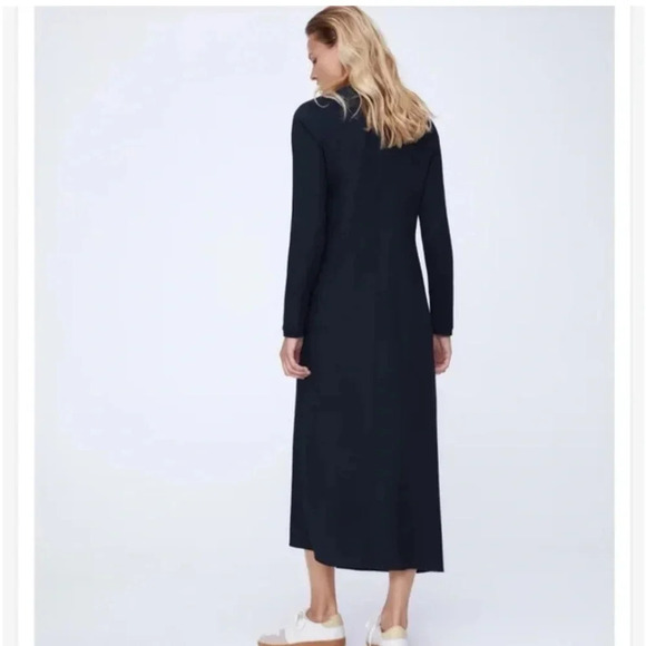 Zara Draped Ruched Front Midi Dress in navy blue size XS - Picture 4 of 13